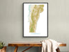 Vermont State Wall Art Map Print Poster, Topographic Landscape Art VT Road Maps for Home Decor