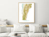 Vermont State Wall Art Map Print Poster, Topographic Landscape Art VT Road Maps for Home Decor