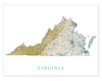 Virginia State Map Print Poster, Home Decor Landscape Wall Art Topographic Road Maps