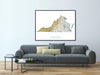 Virginia State Map Print Poster, Home Decor Landscape Wall Art Topographic Road Maps