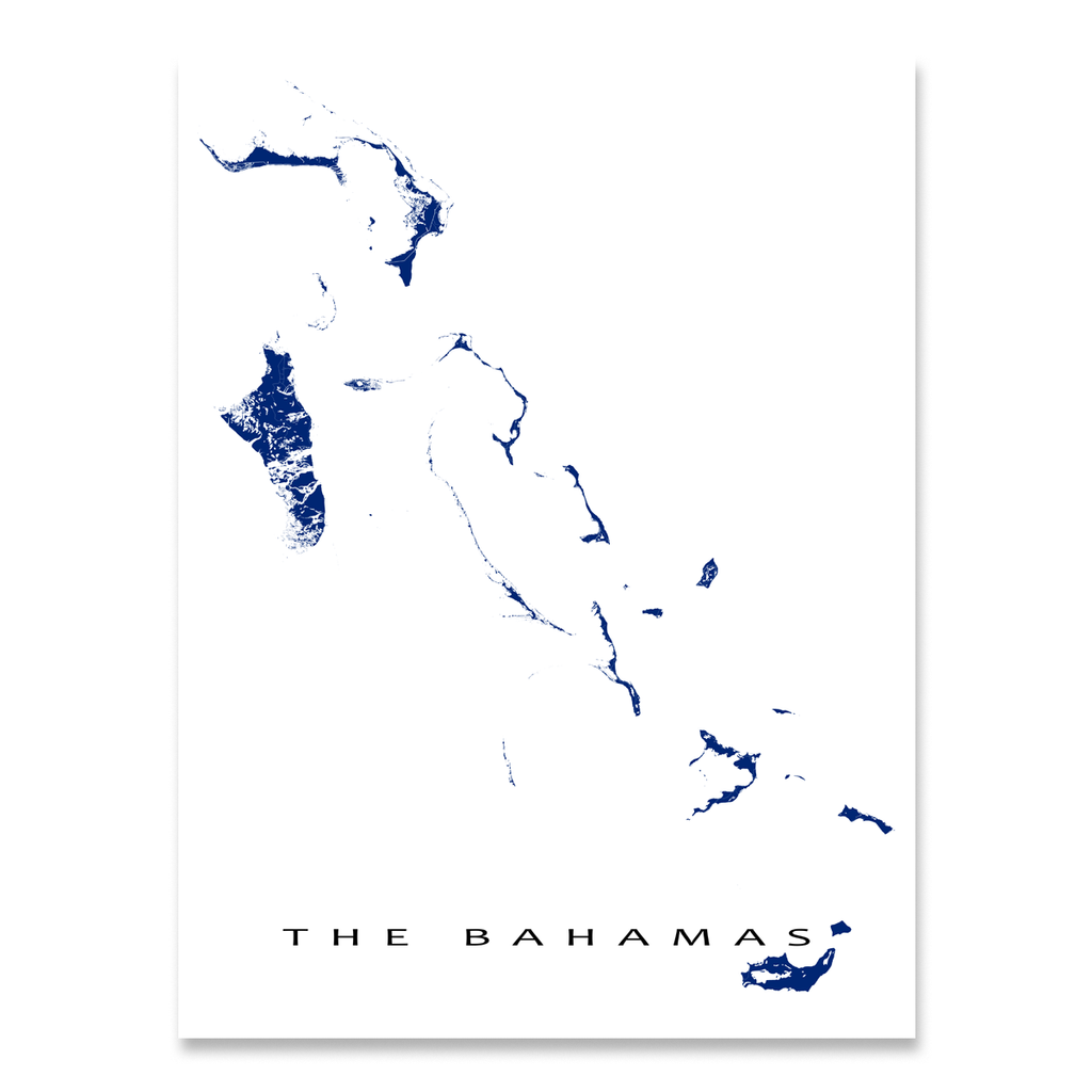 Eleuthera, Bahamas, Letterpress Printed Map selling (Aqua)