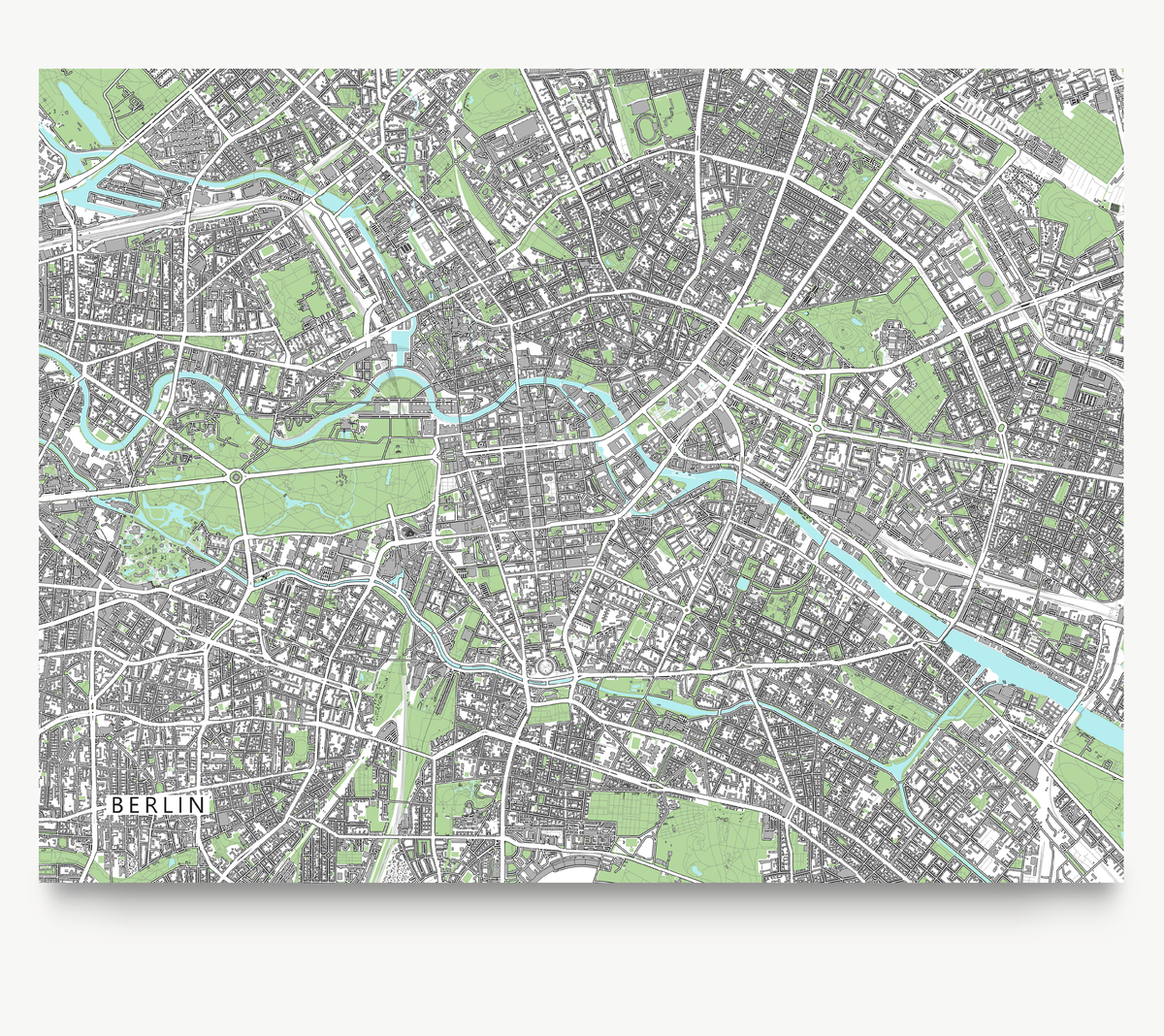 Berlin Map Print, Grey Germany, — Maps As Art