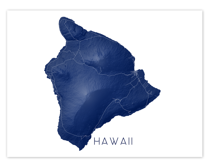 Big Island Hawaii map print with a topographic landscape design by Maps As Art.