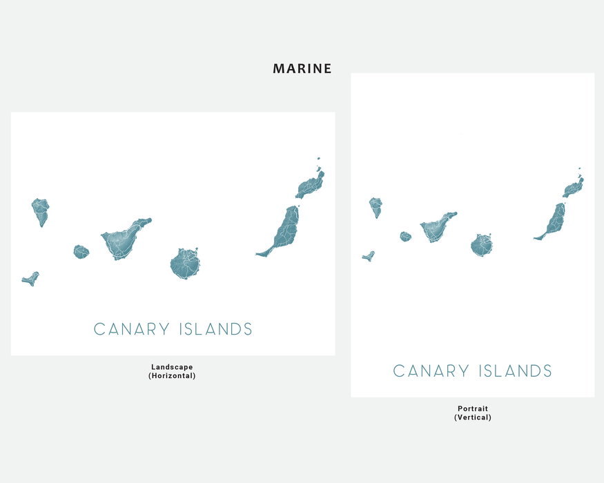 Canary Islands, Spain map print designed by Maps As Art.