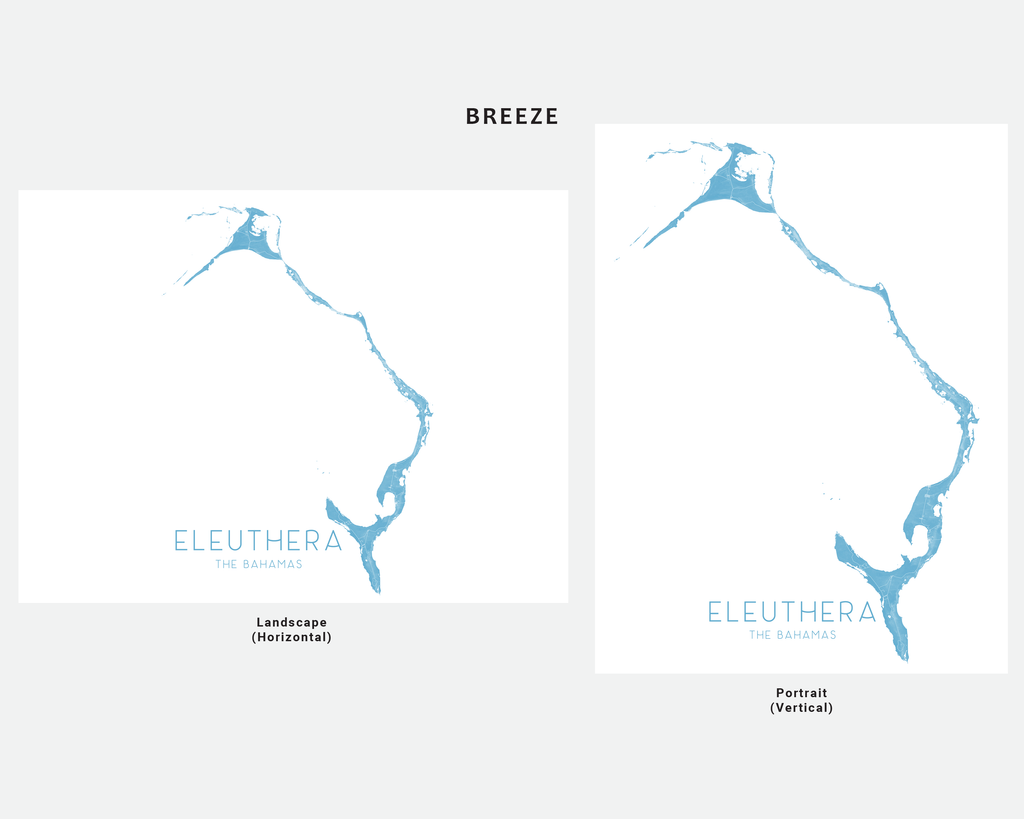 Eleuthera, Bahamas, Letterpress deals Printed Map (Aqua)