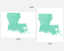 Louisiana state map print in Mint by Maps As Art.