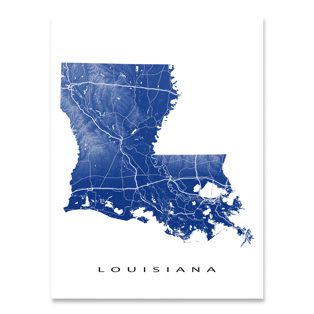 Louisiana Map Print, Usa State, La — Maps As Art