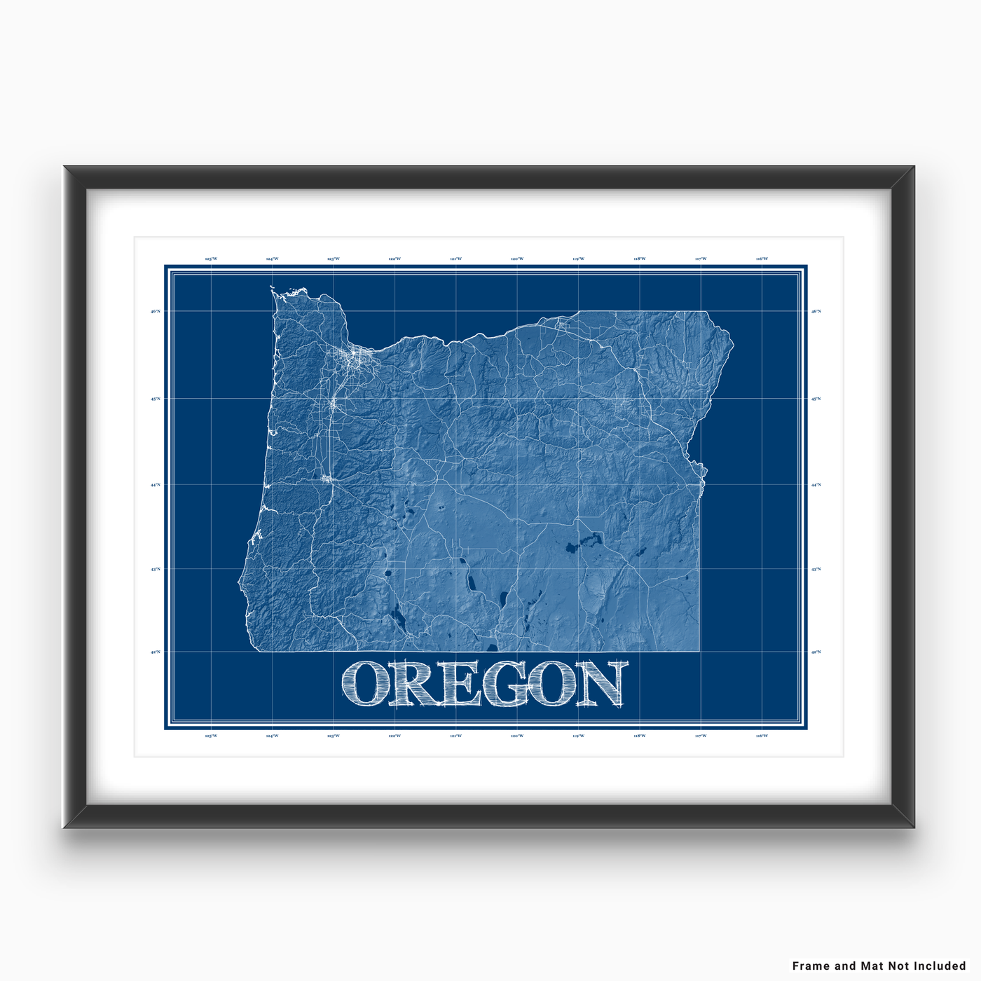 Oregon Map Print, Blueprint — Maps As Art