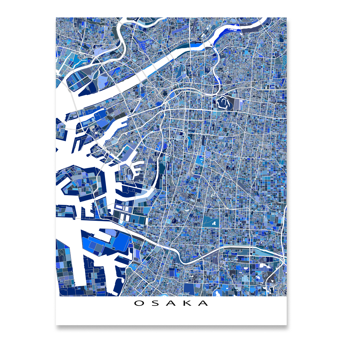 Osaka Map Print, Japan